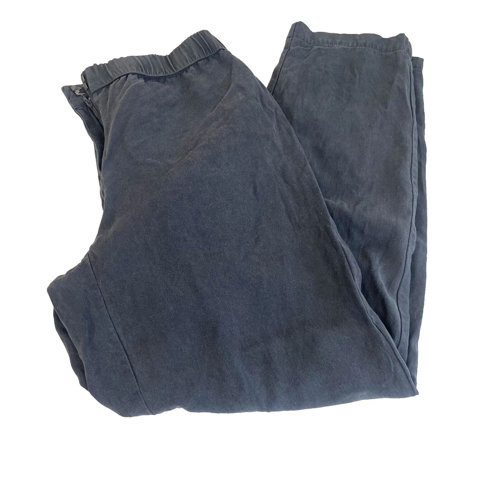 Eileen Fisher Ankle Tapered Pants Womens Small Black Mid‎ Rise Elastic Waist
